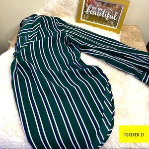 Vertical stripe green white and black  blouse